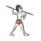 Man with orange short holding spear figure, decals stickers