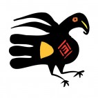 Black bird with yellow and red drawing figure, decals stickers
