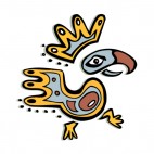 Yellow brown and blue bird figure, decals stickers