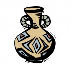 Beige with brown and blue drawing carafe artifact, decals stickers