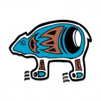 Blue bear with black and brown drawing figure, decals stickers