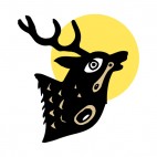 Black and brown deer at moonlight figure, decals stickers