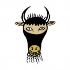 Black and brown smiling goat figure, decals stickers
