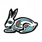 White bunny with blue and brown drawing figure, decals stickers
