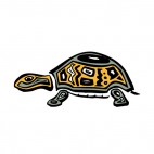 Grey & yellow turtle with black & white drawing figure, decals stickers