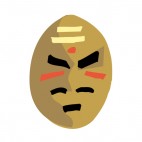 Brown with yellow and red lines angry mask, decals stickers