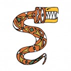 Brown with yellow and white drawing snake figure, decals stickers