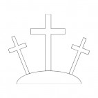 Three crosses on a hill, decals stickers