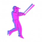 Baseball batter batting pink and blue drawing, decals stickers