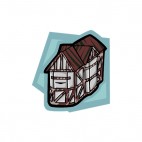 Computer tower in wooden house shape , decals stickers
