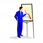 Man in blue suit explaining business chart, decals stickers