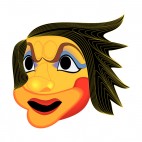 Angry yellow with black hair mask, decals stickers