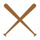 Crossed brown baseball bat, decals stickers