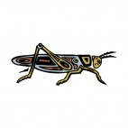Green grasshopper with blue and brown drawing, decals stickers