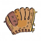 Old brown baseball glove, decals stickers