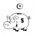 Happy piggy bank with dollar coin, decals stickers