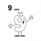 Number 9  nine      , decals stickers