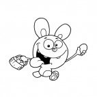 Rabbit holding basket and egg running, decals stickers
