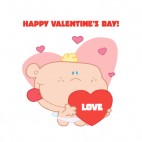 Happy valentine day  cupid holding heart with love writing, decals stickers