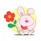 Pink bunny holding red flower, decals stickers