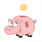 Happy piggy bank with dollar coin, decals stickers