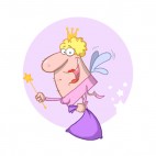Fairy carrying purple sack   purple backround, decals stickers