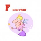 F is for Fairy  fairy carrying purple sack , decals stickers