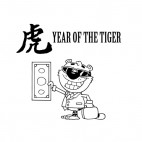 Year of the tiger  Tiger with suit holding dollar, decals stickers