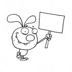 Easter rabbit holding blank sign , decals stickers