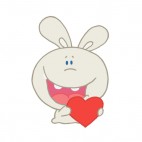 Grey rabbit holding heart , decals stickers