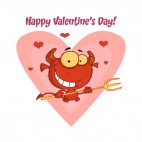 Happy valentine day  happy little devil with pitchfork, decals stickers