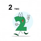 Happy green number 2 two walking blue backround, decals stickers