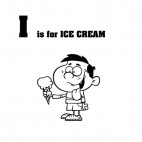 Alphabet I is for ice cream  boy with ice cream cone, decals stickers