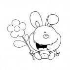 Bunny holding flower , decals stickers