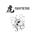 Year of the tiger   tiger with champagne in a party , decals stickers