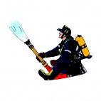 Fireman with hose extinguishing , decals stickers