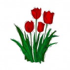 Red tulips with leaves, decals stickers