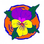 Flower with yellow and purple petals, decals stickers