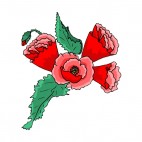 Red closed roses with leaves, decals stickers