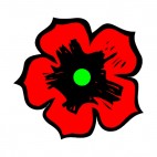 Green and black with red petals flower, decals stickers