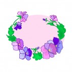 Blue and purple flowers with leaves backround, decals stickers
