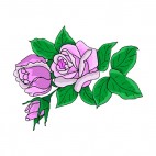 Purple roses with leaves, decals stickers