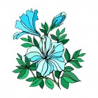 Blue hibiscus with leaves, decals stickers
