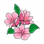 Pink roses with leaves, decals stickers