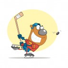 Bear playing hockey, decals stickers