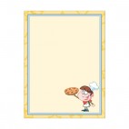 Chef holding pizza yellow and blue frame and border, decals stickers