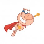 Pig with red cape flying , decals stickers