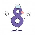 Happy purple number 8 eight pulling tongue, decals stickers