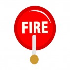 Red fire alarm with fire writting, decals stickers