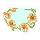Orange lilies with black spots flower with leaves backround, decals stickers